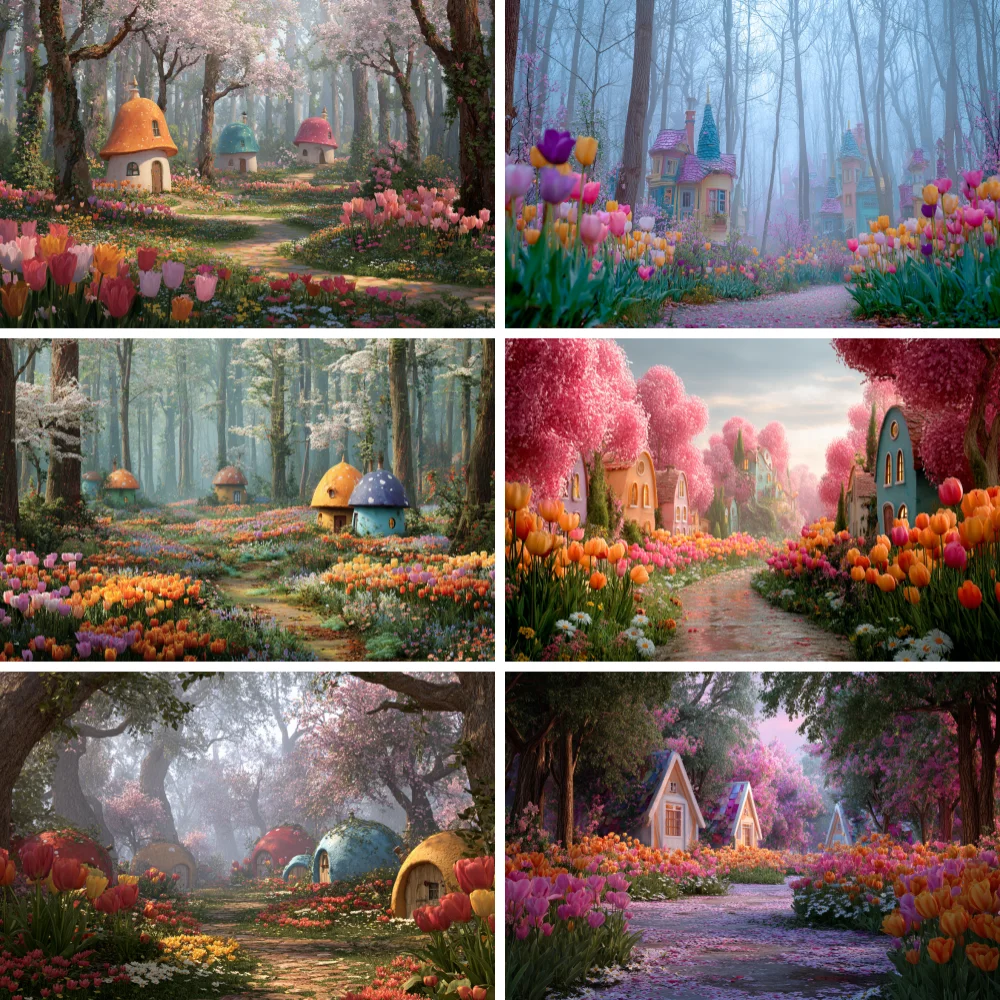 

Photography Backdrop Enchanted Fairy Tale Forest Wonderland Mushroom Dreamy Jungle Castle Baby Birthday Photo Studio