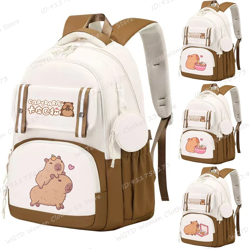 Kawaii Capybara School Backpack College School Casual Daypack Teens Bag Large Capacity Adjustable Strap Schoolbag For Gifts