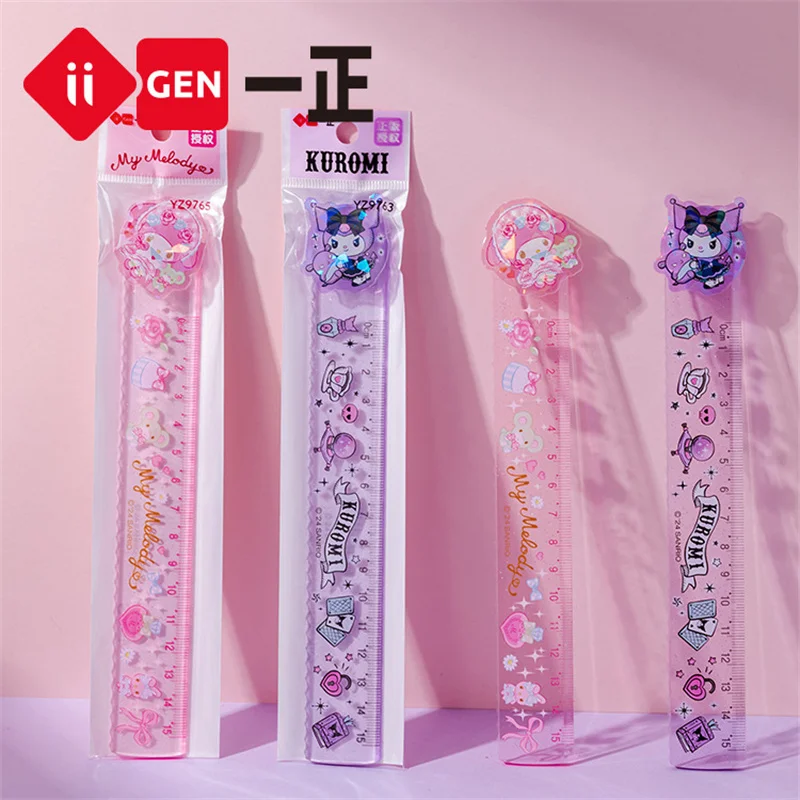 20pcs/lot Sanrio Melody Kuromi Straight Ruler Cute Drawing Bookmark Promotional Stationery Gift School Supplies