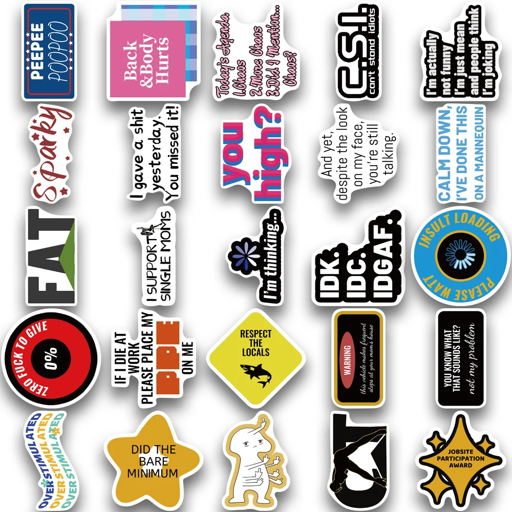 50pcs adult funny humorous text series stickers, suitable for decorating tablets, suitcases, water bottles, waterproof stickers image 6
