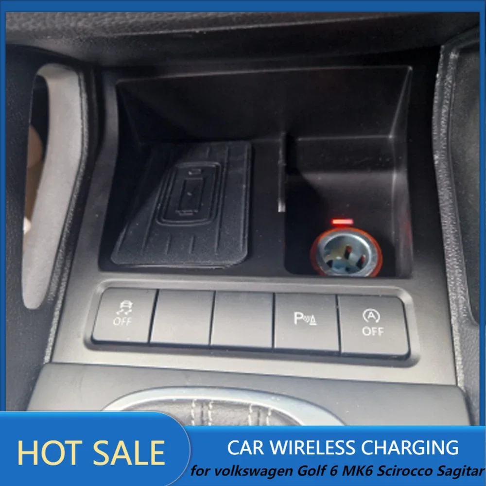 15W car wireless charger for volkswagen Golf 6 MK6 Scirocco Sagitar 2008-2013 charging station phone holder fast charge interior