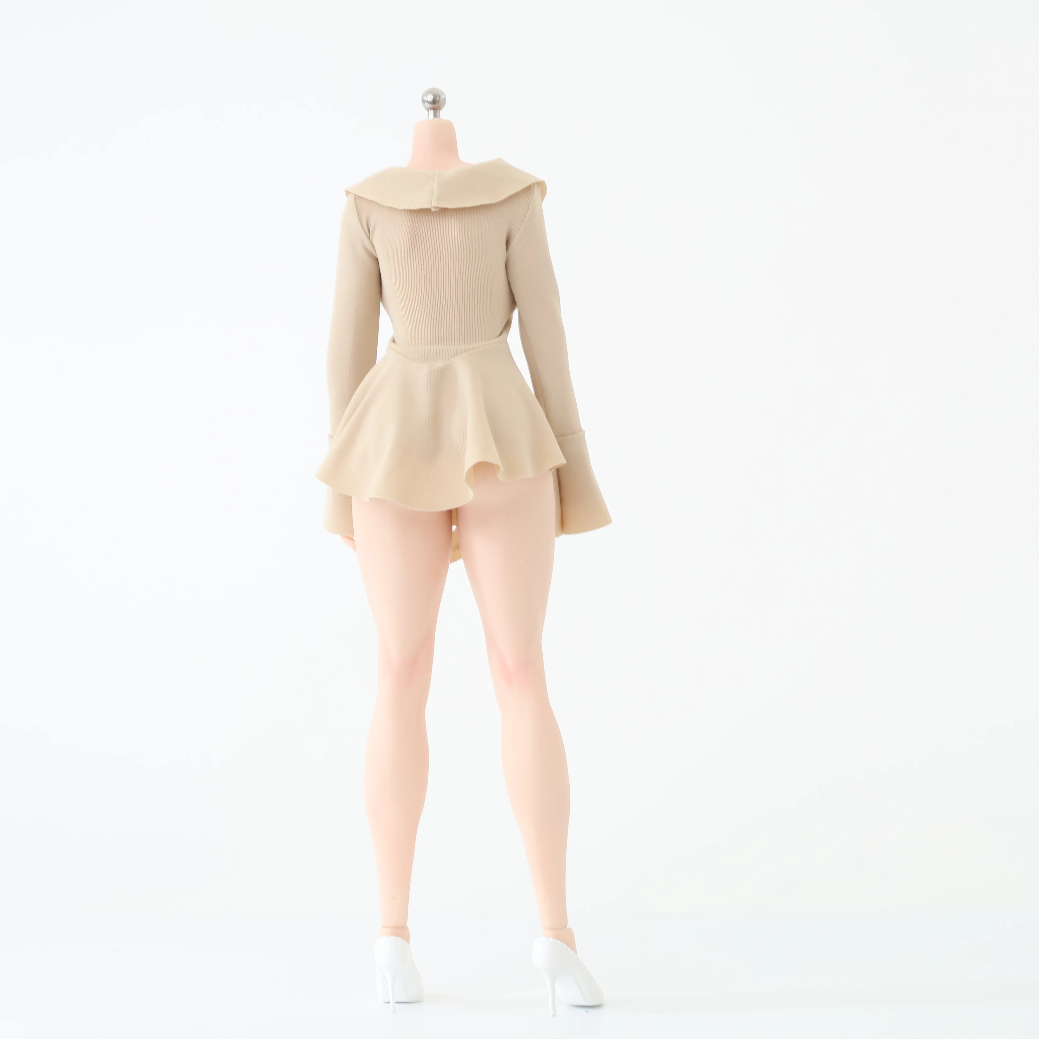 1/6 Maßstab Glockenärmel-Kleid mit Wellenkante und V-Ausschnitt für 12-Zoll-Soldatin-Actionfigur Körperpuppen-Zubehör – Detail 6