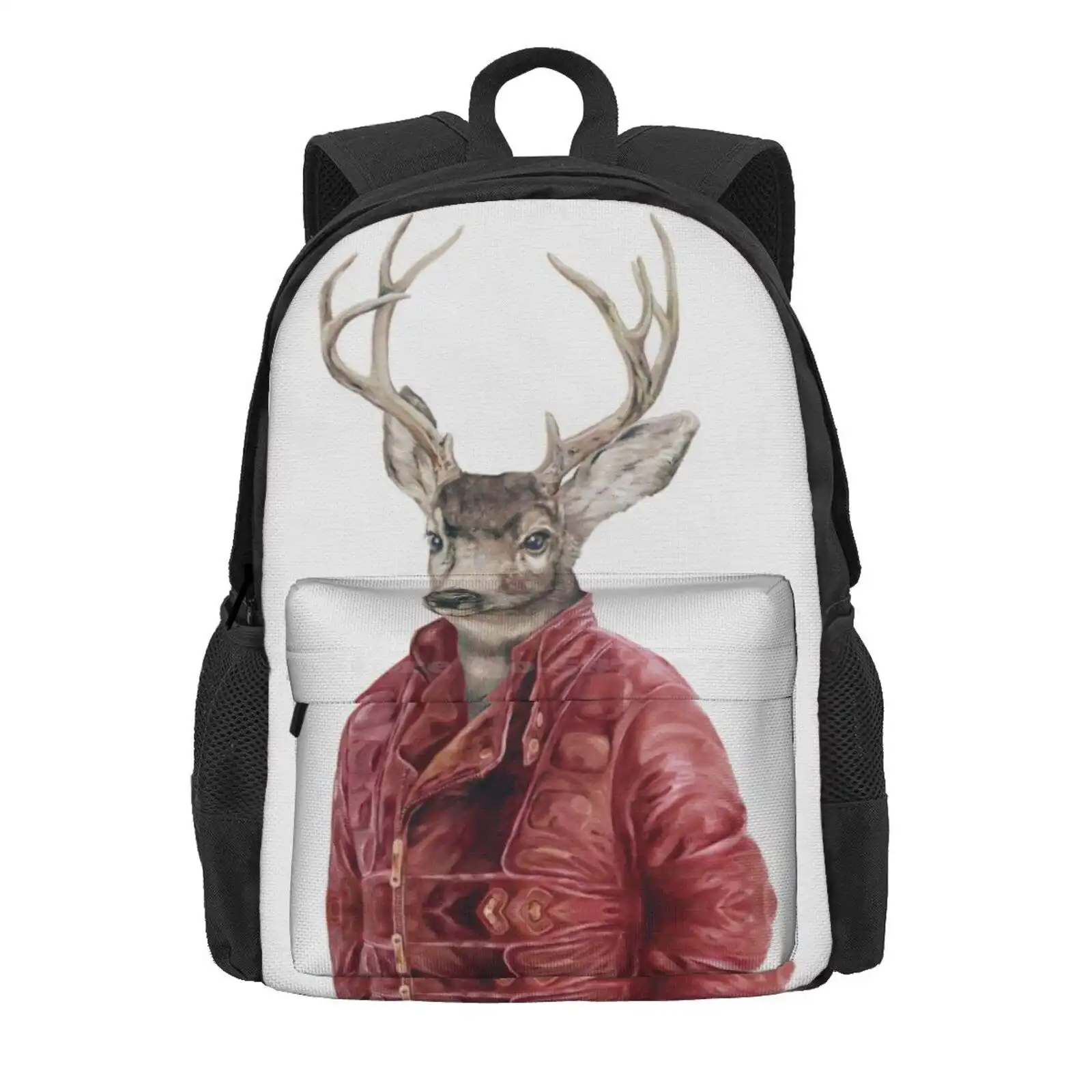 Deer In Leather Hot Sale Schoolbag Backpack Fashion Bags Animal Art Antlers Buck Deers Deer Art Woodland Nursery Woodland