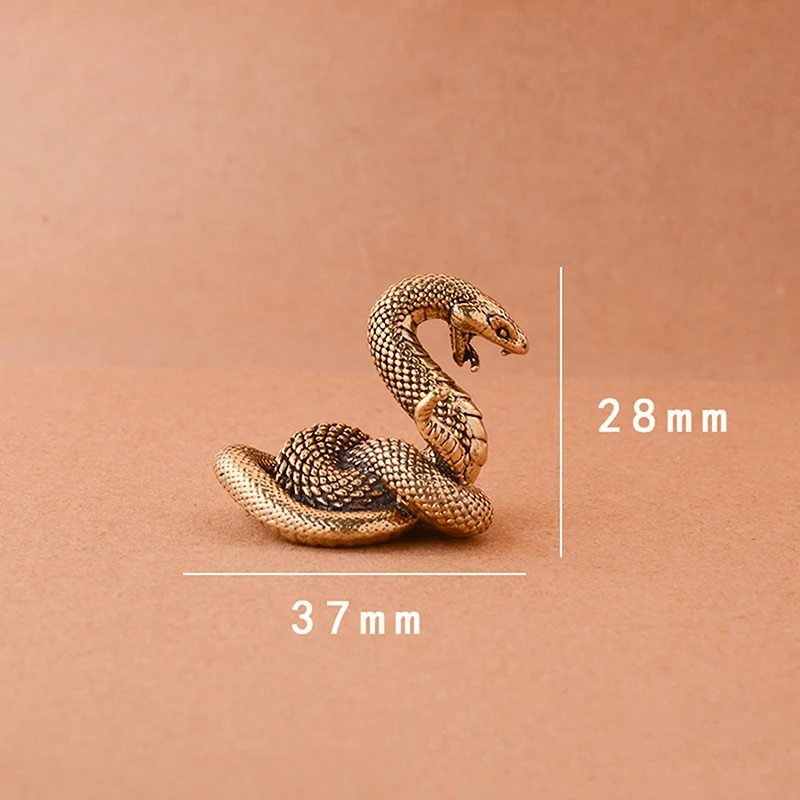 Mini serpiente de latón y cobre, figuritas de decoración de bronce antiguo para decoración Interior, adorno de escritorio, estatua en miniatura de cobre puro