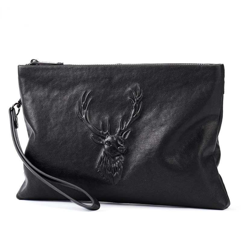 Pochette da uomo 100% vera pelle grande capacità A4 borsa tessuta di marca di lusso Business borsa a busta classica in stile semplice novità