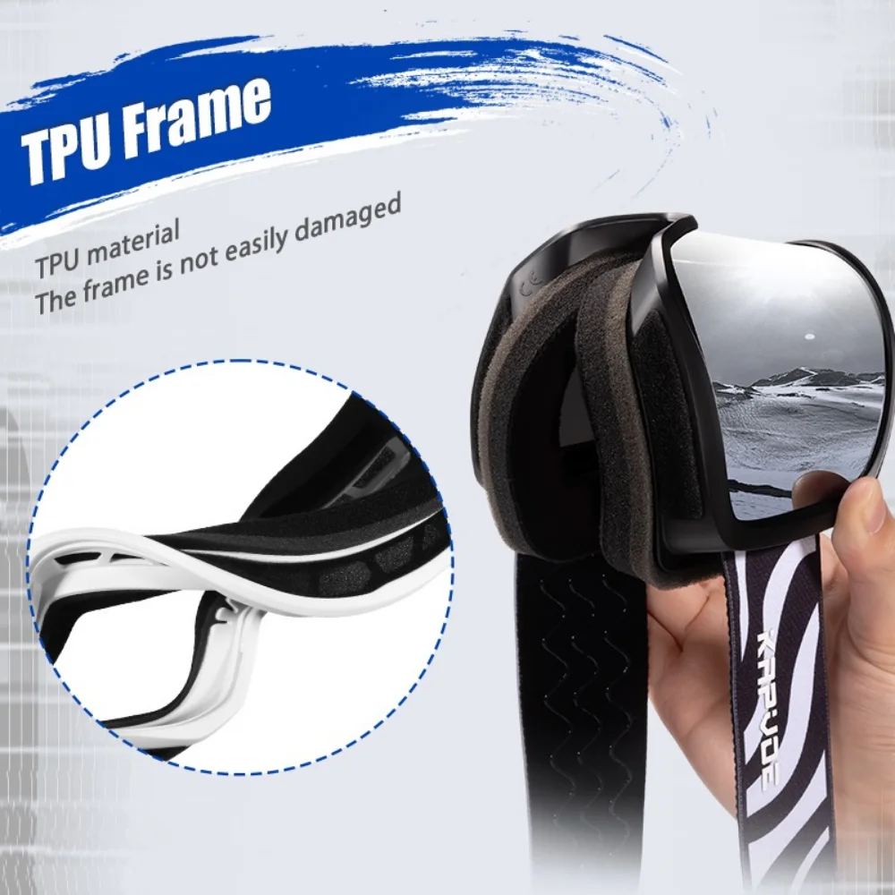 نظارات تزلج KAPVOE مع عدسة مغناطيسية قابلة للطي مضادة للضباب UV400 نظارات حماية على الجليد مناسبة للرجال والنساء والمراهقين نظارات الثلج #4