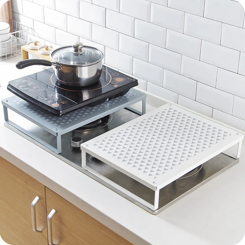 Iron Electromagnetic Gas Stove, Kitchen Gas Stove Cover, Plate Base, Storage Rack, Simple