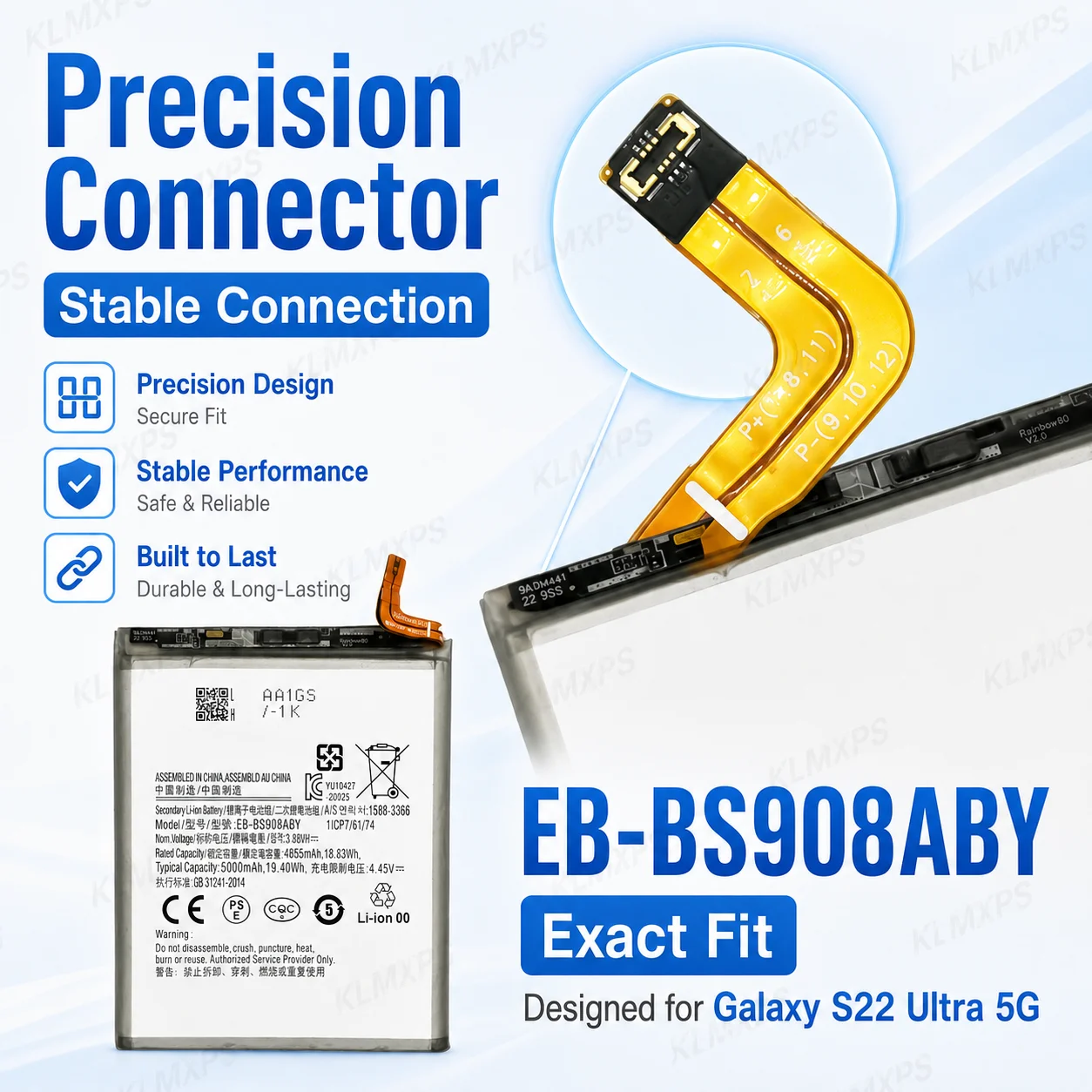 High Capacity 5000mAh EB-BS908ABY Battery For Samsung Galaxy S22 Ultra S22 Ultra SM-S908 SM-S9080 image 4