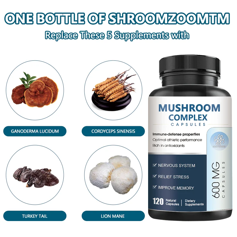 10 Mushroom Complex | Lions Mane Reishi, Brain Nootropic for Focus and Memory | Mental Clarity | Certified Organic