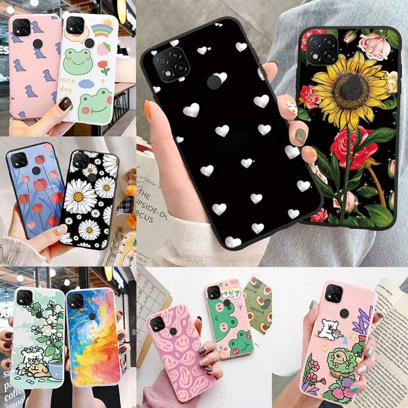 Frosch Dinosaurier Blume Liebe Marmor Handy hüllen für Xiaomi Redmi 9 9a 9c 9t 10a Silikon stoß festen Schutz gedruckt Fundas Abdeckung