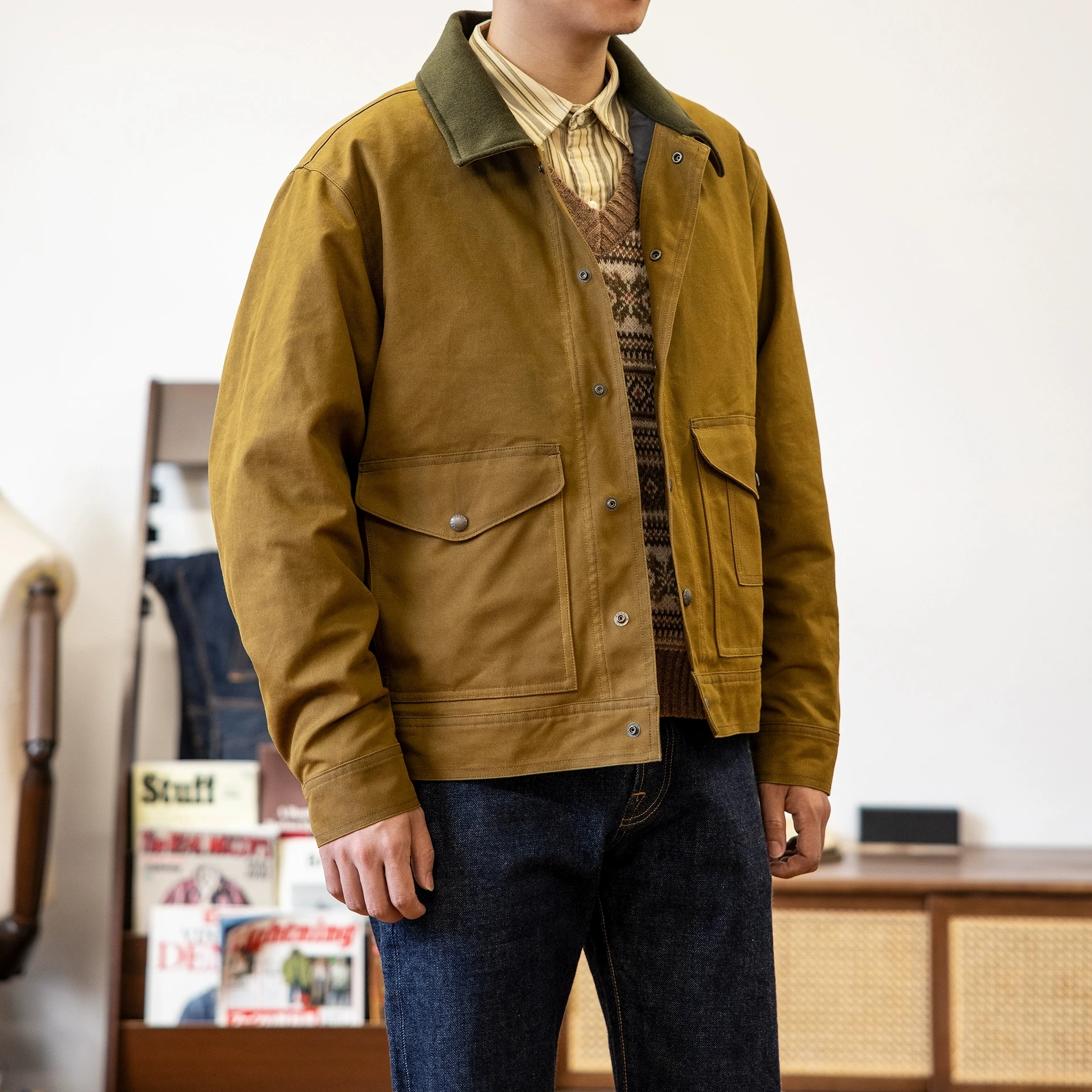 FS-0006 Red Tornado US Size Good Quality Cotton Canvas Wax Water Proof Jacket