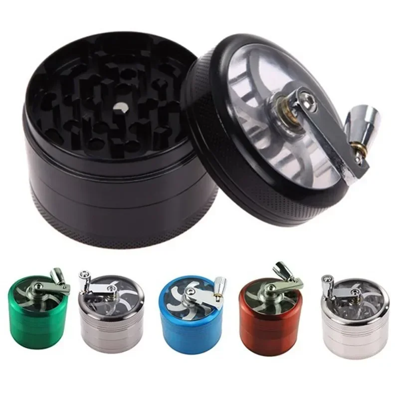 

40mm Mini 4-Layer Hand-operated Metal Tobacco Smoke Grinder Handle Design Herbal Crusher Tobacco Grinder Cigarette Accessories