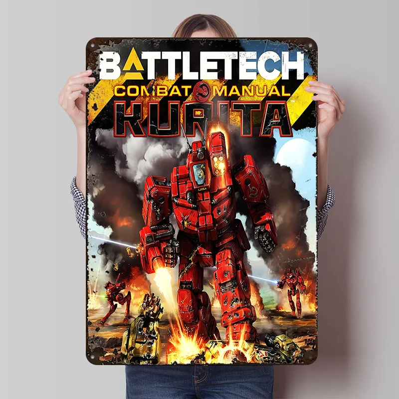 BattleTech Combat Manual Kurita Poster, individuell gestaltete Vintage-Metallschilder, Wandkunst, Retro-Blechplakette für Zuhause und Raumdekoration