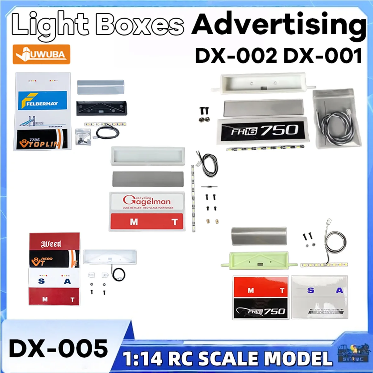 Light Boxes Advertising Roof LED DX-002 DX-001 DX-005 For 1/14 Tamiyaa RC SCANIAA Truck 770S R620 R730 JUWUBA Toys Model Parts