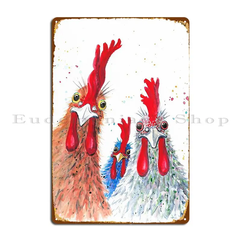 Chicken Ladies Hen Chicken Rooster Bird Metal Signs Garage Print Garage Cinema Garage Tin Sign Poster