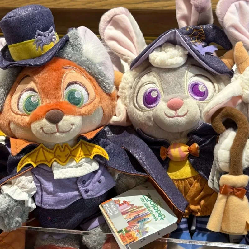 Genuine Disney Zootopia Halloween Series Plush Pendant Judy And Nick Plush Doll Backpack Book Bag Keychain Pendant Gift Toy