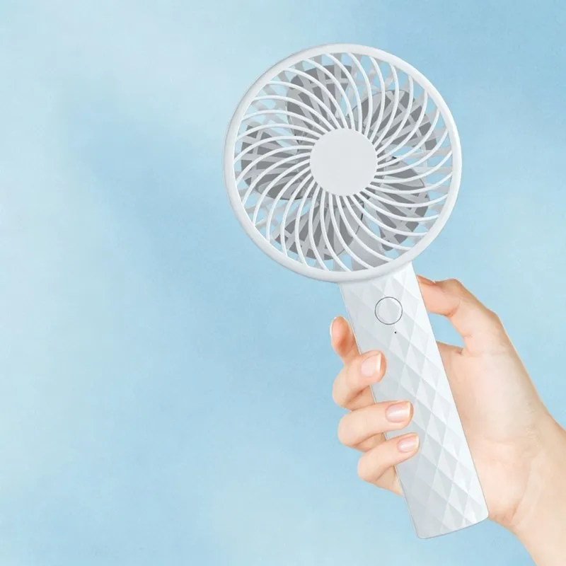 

A83G-Diamond Plated Handheld Fan USB Charging For Office And Outdoor Use - Portable Desk Fan