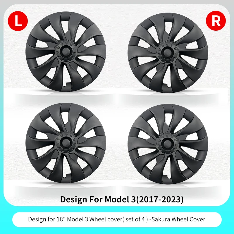 4 Stuks 18 Inch Wieldop Voor Tesla Model 3 2017-2023 Sakura Stijl Auto Wieldop Vervanging Wielen Cover volledige Velg Accessorie