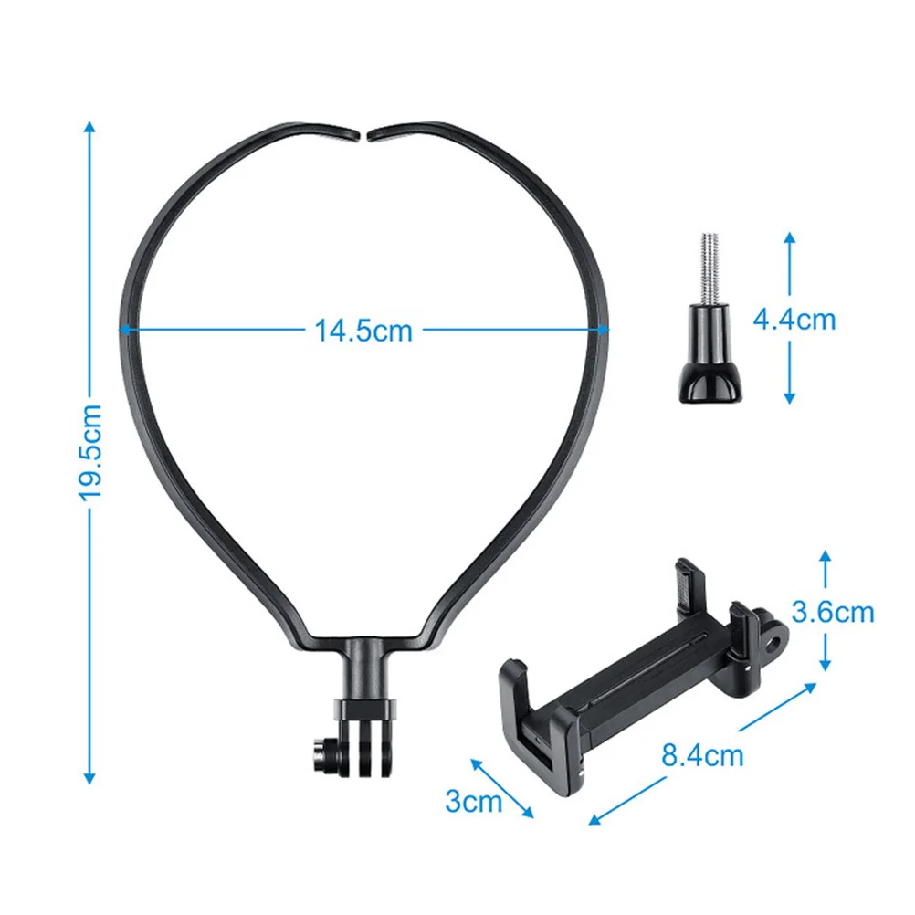 Stabilizzatore per fotocamera sospeso al collo nero per telefono Pov Selfie Staffa leggera indossata dal corpo Accessorio per tiro Morsetto per collo