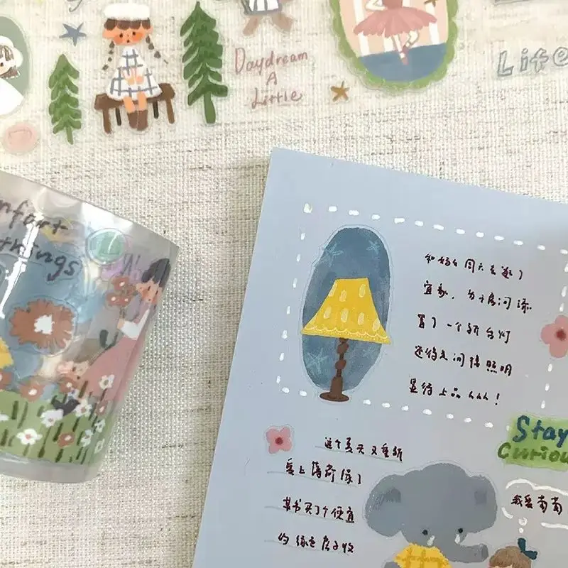 Die‑Cut PET Sticker Tape Compatible with Journal Craft, Zzoton Soft Hues of Time Decor Accessory