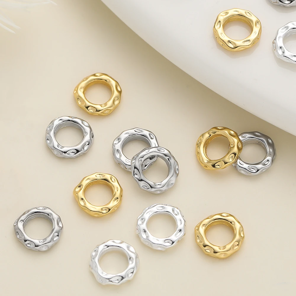5Pcs/Pack 14/18k Gold Color Plated Big Hole Round Spacer Beads Cap for Jewelry Making Bracelet Necklace DIY Accessories image 4