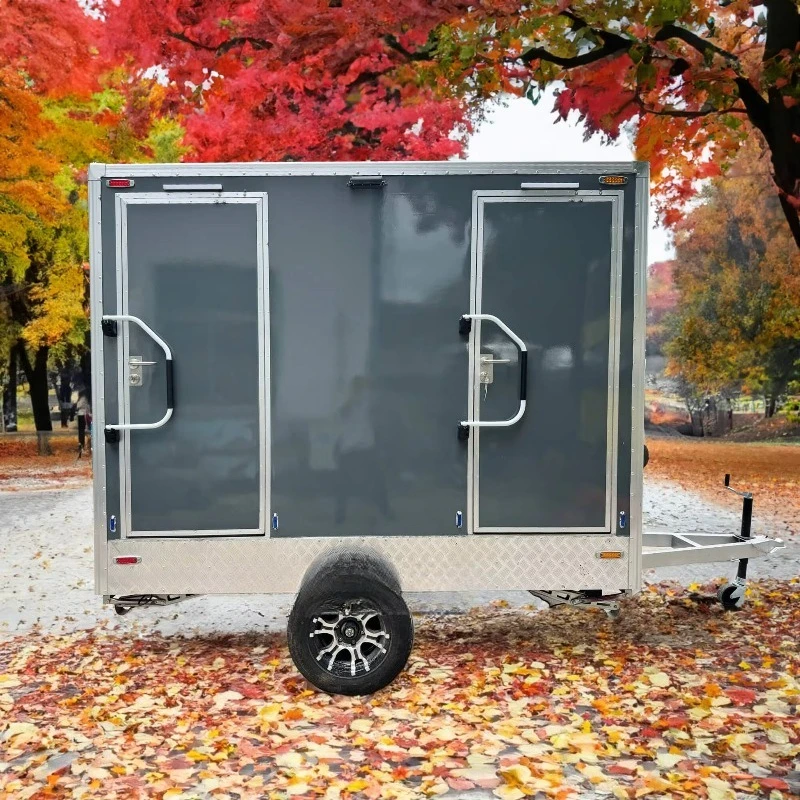 Modern Minimalist Mobile Toilet Trailer Smooth Exterior Customized for Outdoor Park Scenic Landscape Matching