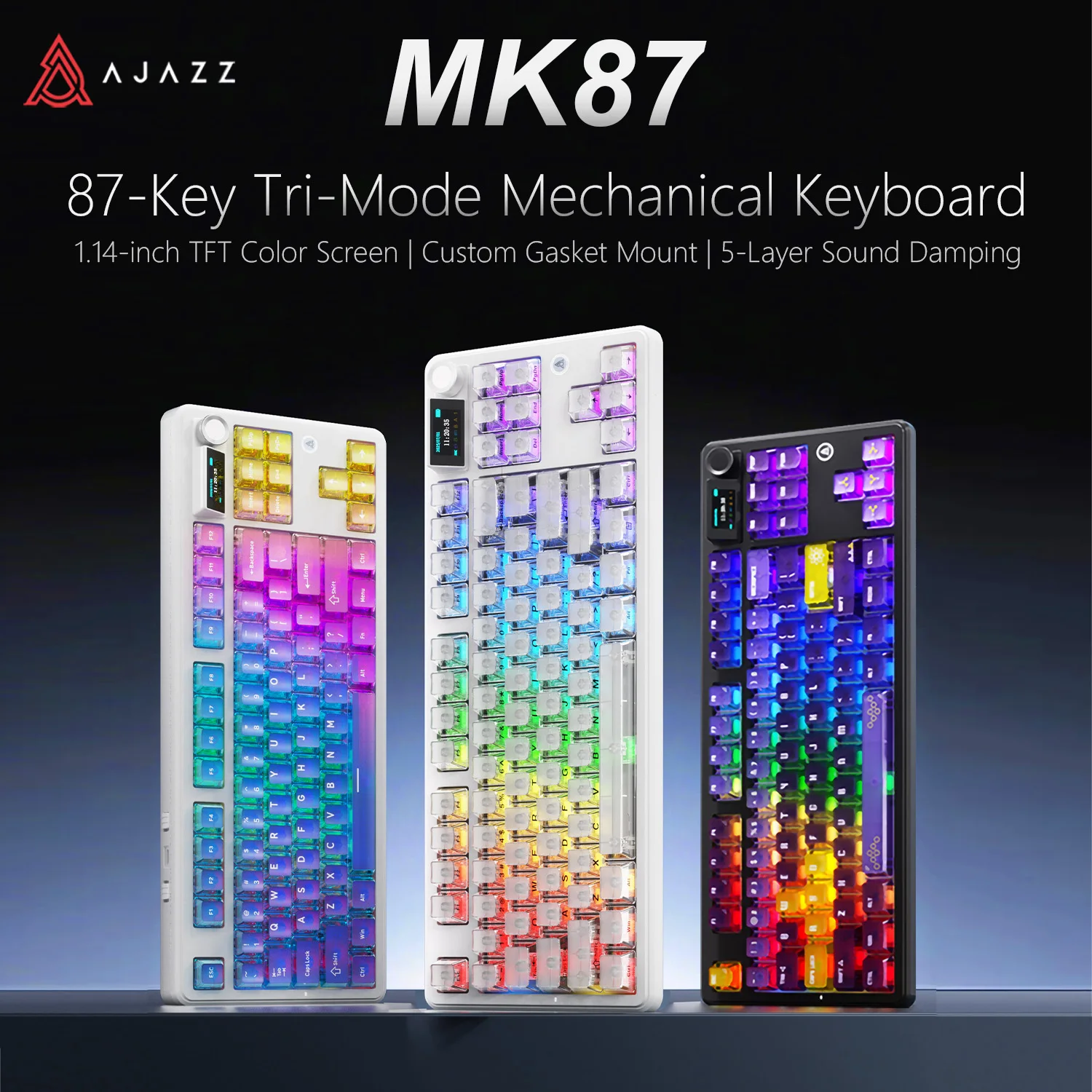 AJAZZ MK87PRO 87-key Three-mode Gaming Mechanical Keyboard Supports Hot-Swappable Switches and Dual 8k Polling Rates