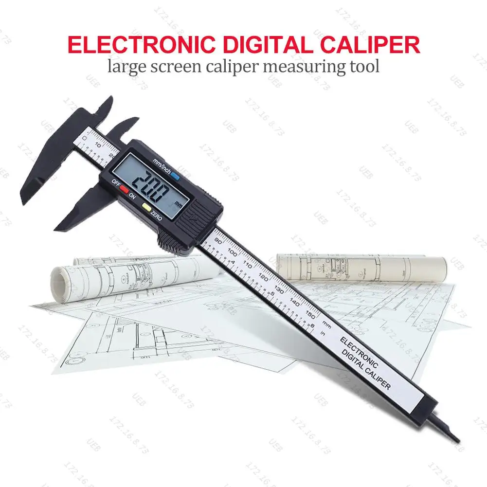 150mm 6inch LCD Digital Ruler Electronic Carbon Fiber Vernier Calipers Gauge Micrometer Measuring Tool Instrument