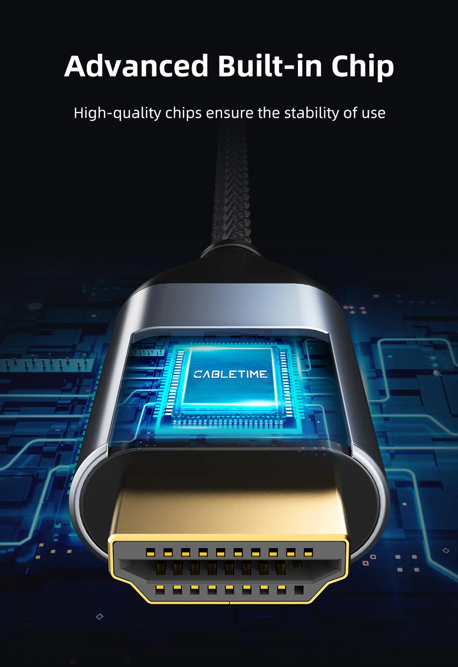 CABLETIME 4K 60Hz USB-C zu HDMI Thunderbolt 3 Typ-C HDMI-Kabel für Samsung Huawei MacBook Pro Air iPhone 17 16 C zu HDMI – Detail 8