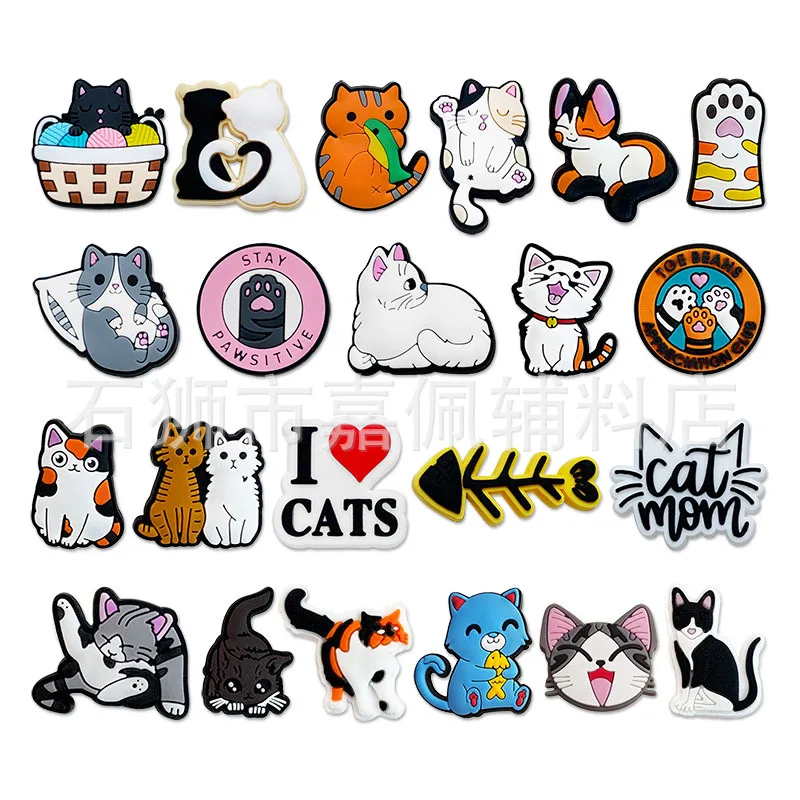 

1pcs Pins for Crocs Charms Shoes Accessories Cute Cats Decoration Jeans Women Clogs Buckle Kids Favors Men Badges Boy Girl Gift