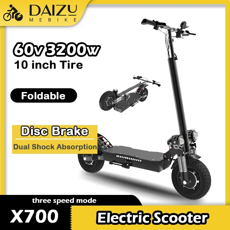 X700 60V 3200W Powerful Electric Scooter Folding Commute 75KM/H Top Speed 75KM Max Range E-Scooter 10 Inch Tire for Adults