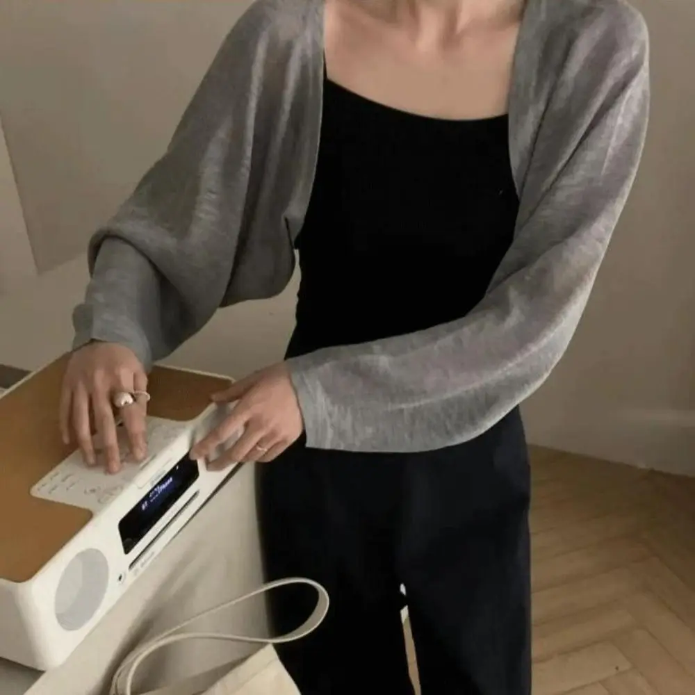 

Тонкий солнцезащитный кардиган с длинными рукавами и рюшами, солнцезащитная одежда, короткое пальто из полиэстера, повседневная женская одежда