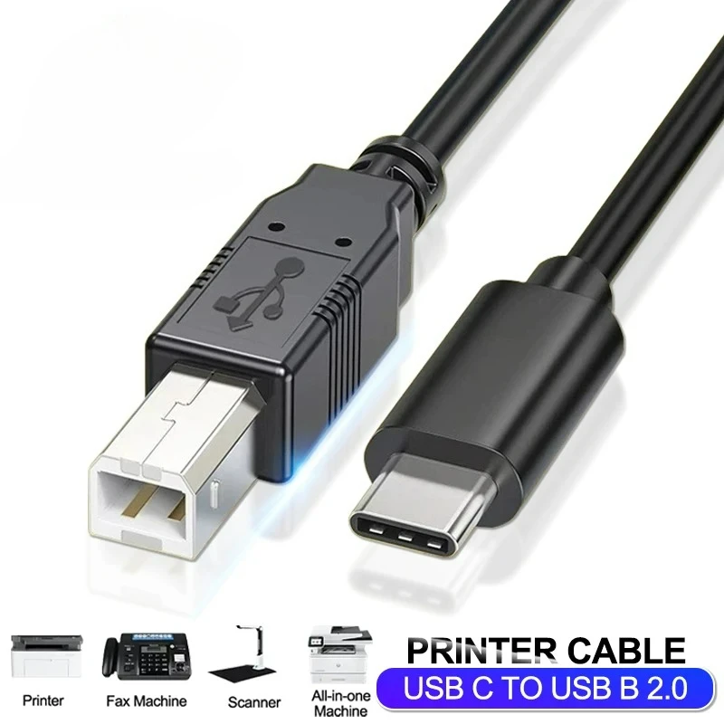 USB Type C To USB Type B 2.0 Cable for New MacBook Pro HP Canon Brother Epson Dell Samsung Printer Type C Printer Scanner Cables