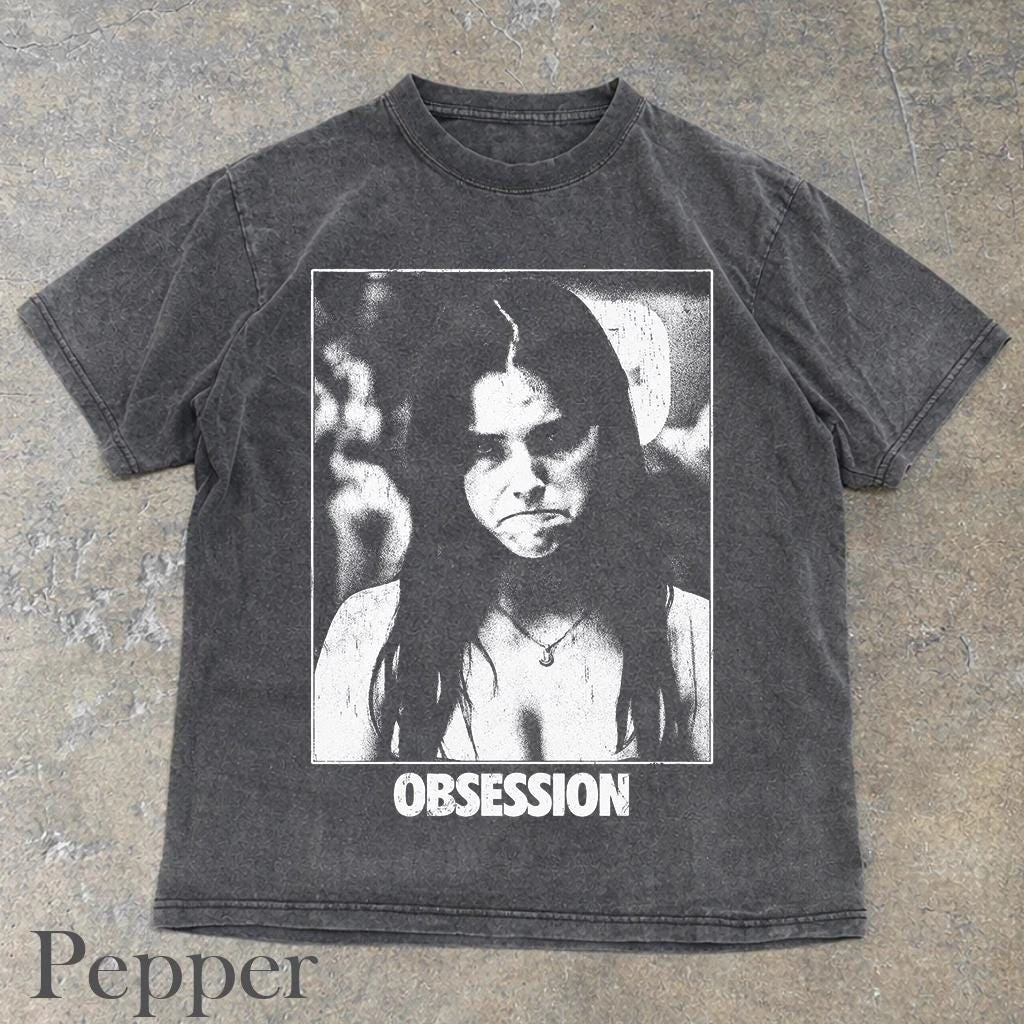 Vintage OBSESSION Movie T-Shirt, Frowning Nikki Graphic Tee, Gothic Horror Tee Vintage Printed Washed T-shirt