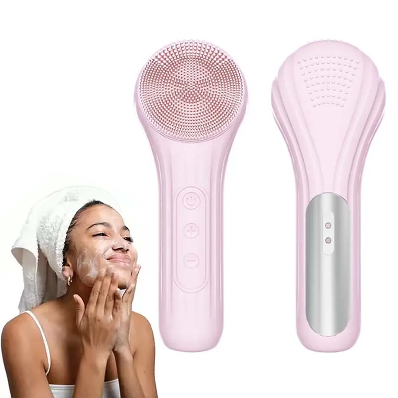 

Электрическая вибрирующая розовая щетка для очищения лица, водостойкая отшелушивающая очищающая система для кожи, глубокая очищающая щетка для лица