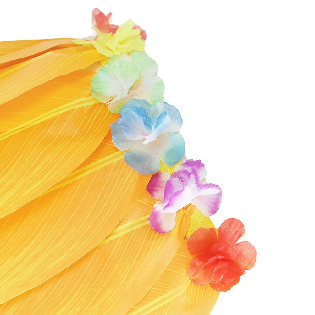 

Юбка с декором в виде листьев, желтая, размер 58 см (23 дюйма), удобная в носке, комфортная гавайская юбка для детей и взрослых, для костюмированных мероприятий, пляжных тематических вечеринок