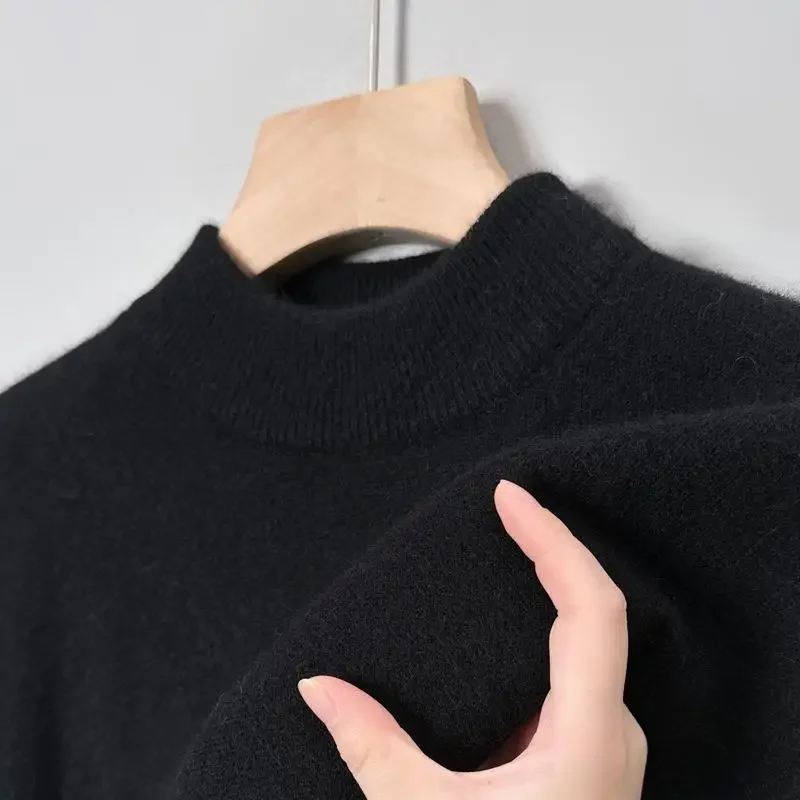 New Winter Men Woolen Sweater Warm Solid Color cashmere Inner lap Pullovers Mens Casual fashion Sweaters Turtleneck Knitwear