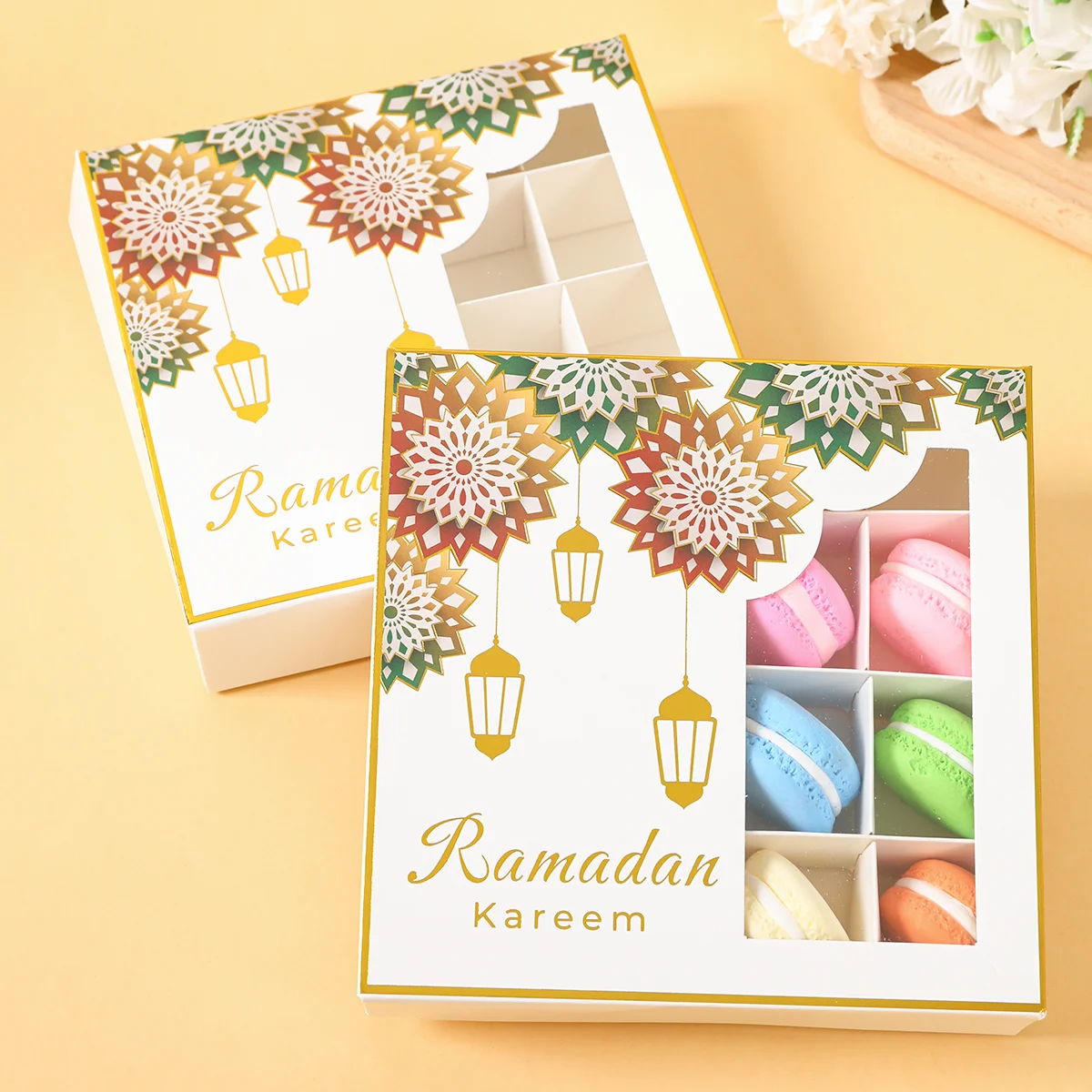 2Pcs Eid Mubarak Cake Box Candy Cake Packaging Box Ramadan Decoration 2025 Ramadan Kareem Islamic Muslim Party Eid Al-Fitr Gifts