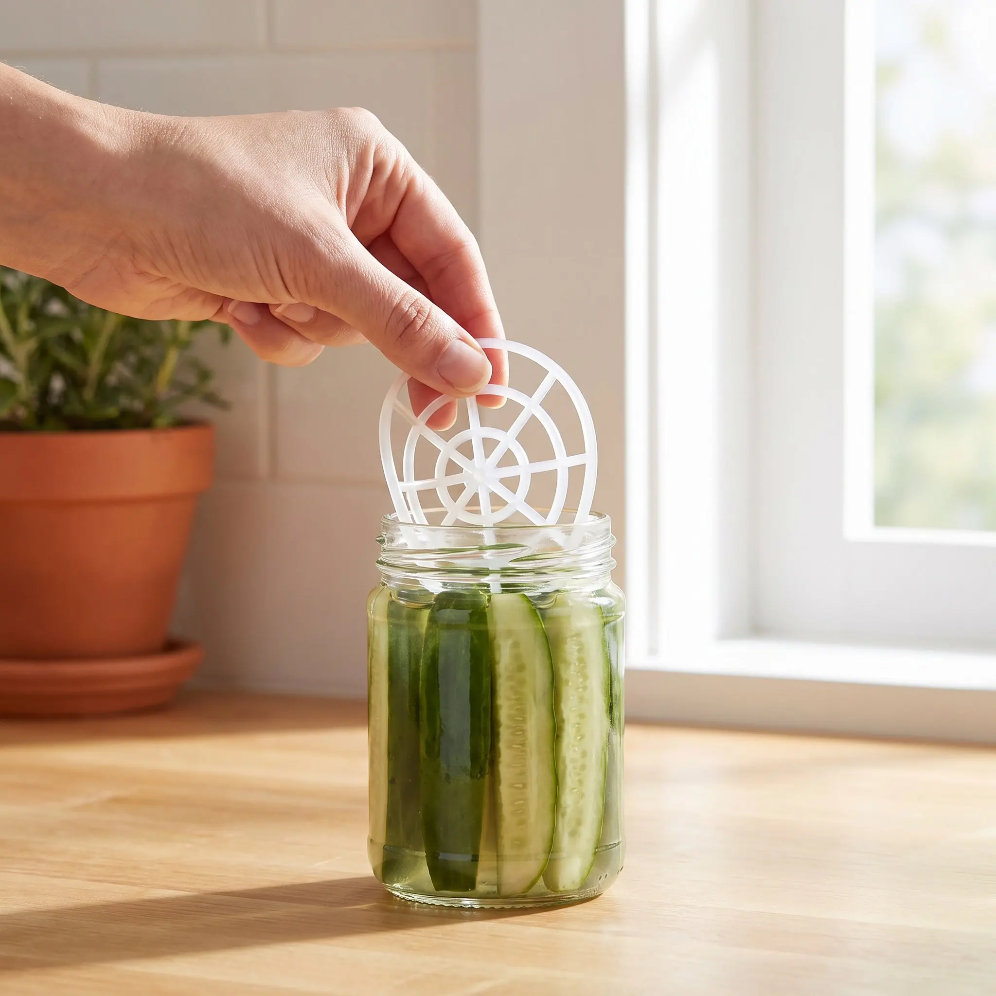 15pcs Small Pickle Jar Presser Mesh Fermenting Jar Helper Plastic Fixer Tool Presser Mesh For Pickling Sauerkraut Home Brewing