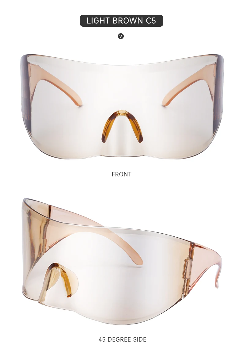 Rechteckige Masken-Sonnenbrille für Damen und Herren 2026 Luxusmarken-Designer Punk Sonnenbrille Steampunk Y2k Übergroße Shield-Brille – Detail 17