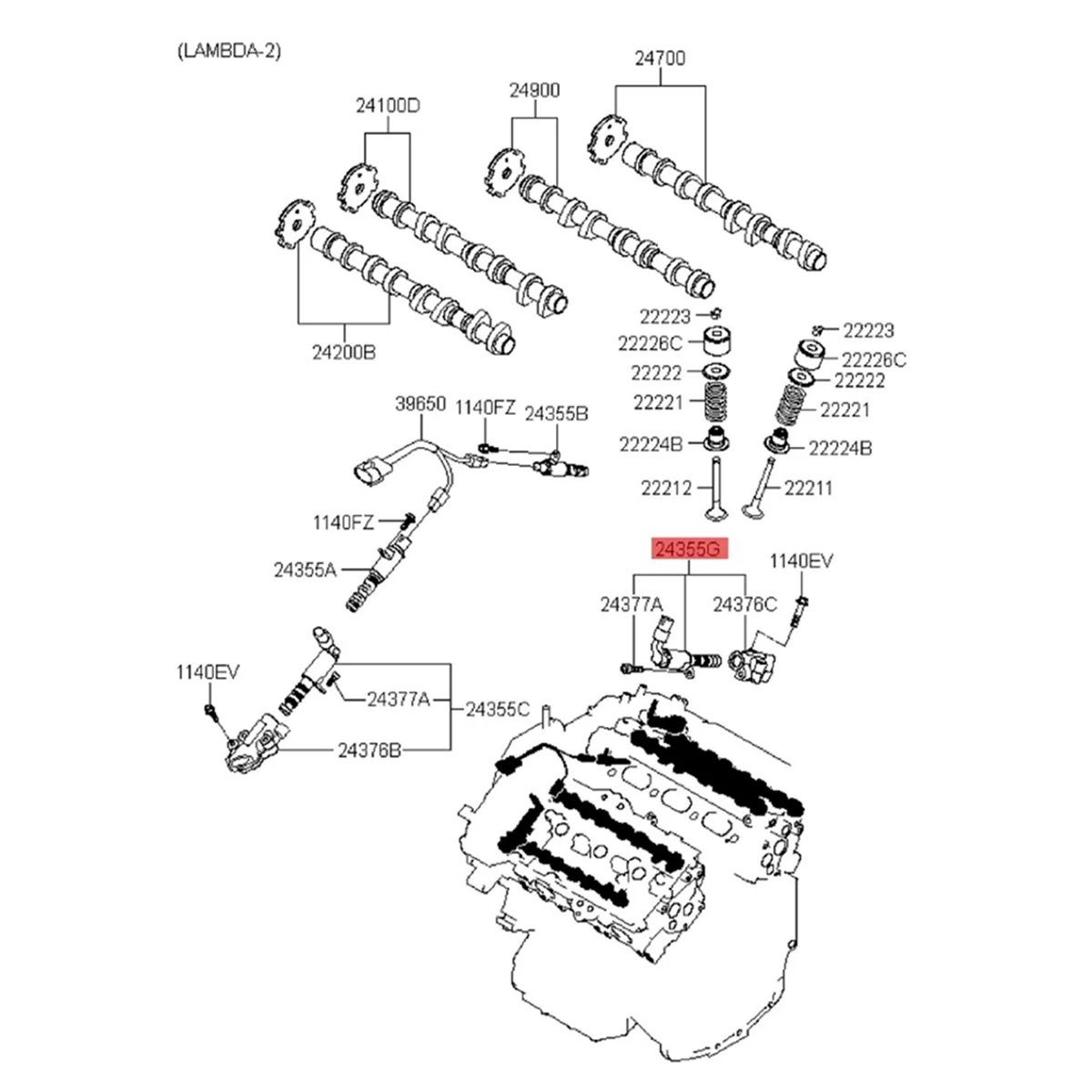 VVT128 Exhaust Variable Solenoid 24360-3CAB2 for Hyundai Genesis G70 G80 G90 Azera Santa Fe Kia Sedona Timing VVT