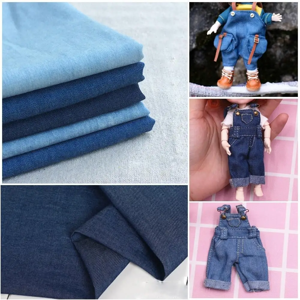 50*75cm Cotton Fabric Washed Denim Clothes Home Textile Bedding Sewing Handmade Doll Clothes Dress DIY Materials Girl