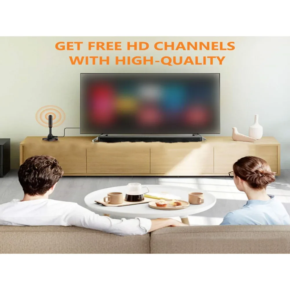 빠른 연결 실내 TV 안테나 30DBI 신호 수신 컴팩트 디자인 선명한 HD 채널 DVB-T2 빠른 응답