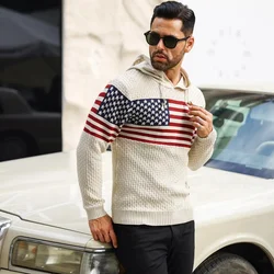 Men's Sweatshirt Spring Outdoor Hooded Sweater Long Sleeve Knitted Hoodie Soft Pullover Sweater Casual Clothing US Size