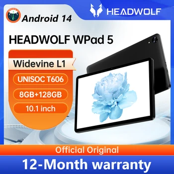 HeadWolf WPad 5 안드로이드 14 Unisoc T606 태블릿, 10.1 인치 WideVine L1 + Netflix 4 + 4GB RAM, 128GB ROM, 5500mAh WiFi 4G LTE 전화 통화 