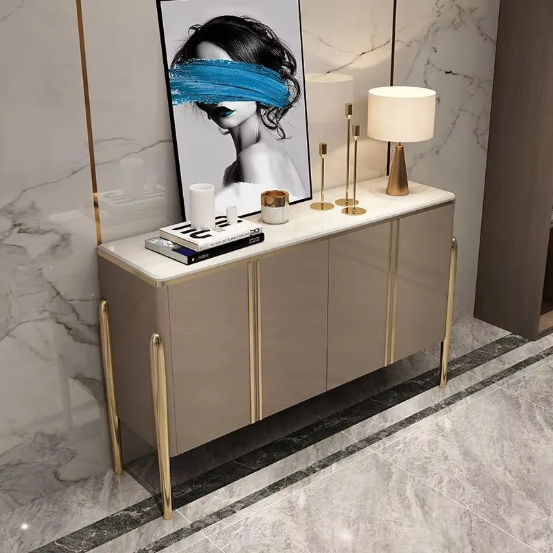 

Modern Restaurant Stainless Steel Buffet Cabinet Sideboard Kitchen Console Table Entrance Channel