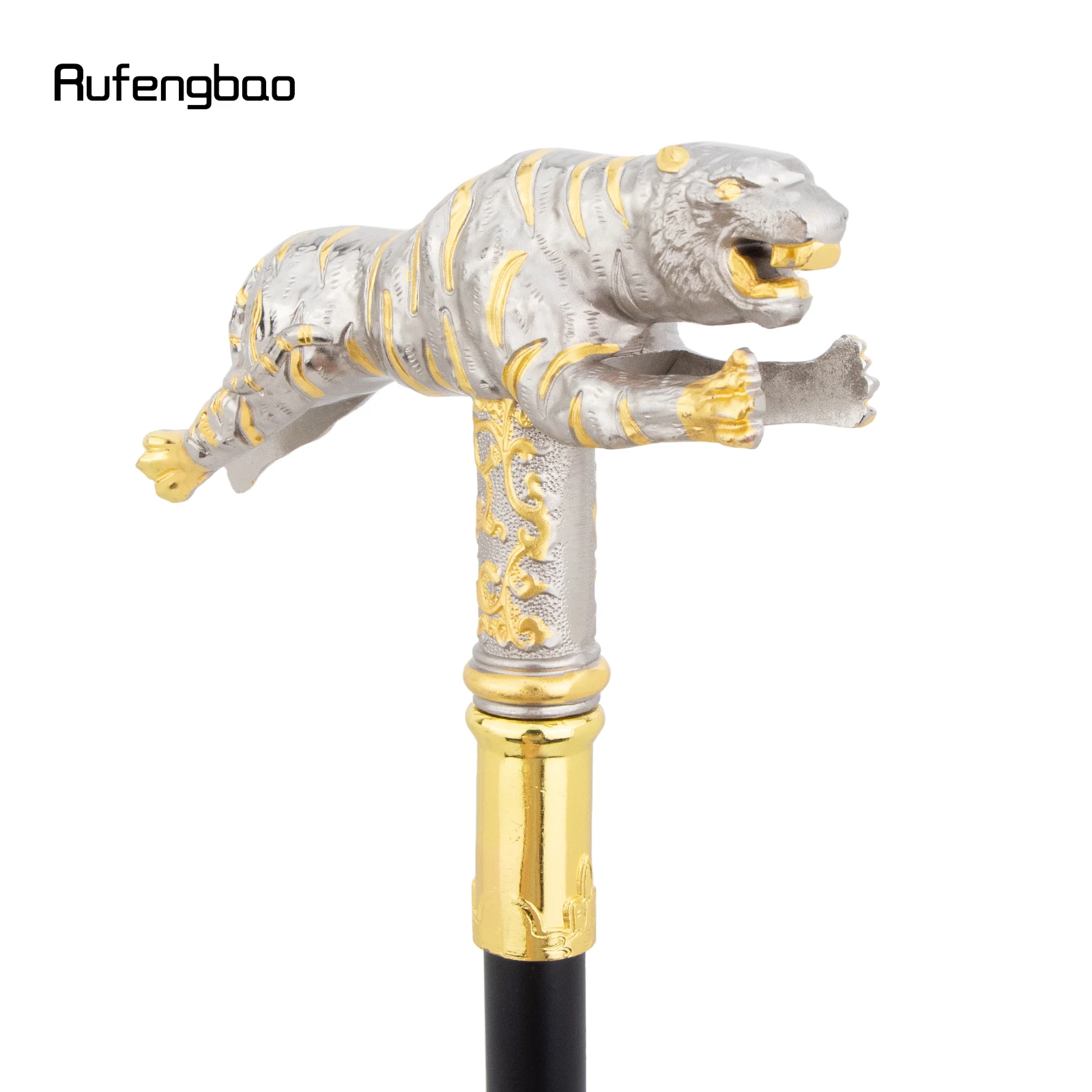 الذهبي الأبيض النمر موضة عصا للمشي الزخرفية Cospaly قصب هالوين الصولجان العصا Crosier أداء المرحلة قصب 90 سنتيمتر