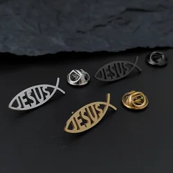 Animal Jesus Fish Pins Lapel Brooch Sweater Shirt Accessories Gifts Silver Color Cartoon Women Kids Jewelry Friends