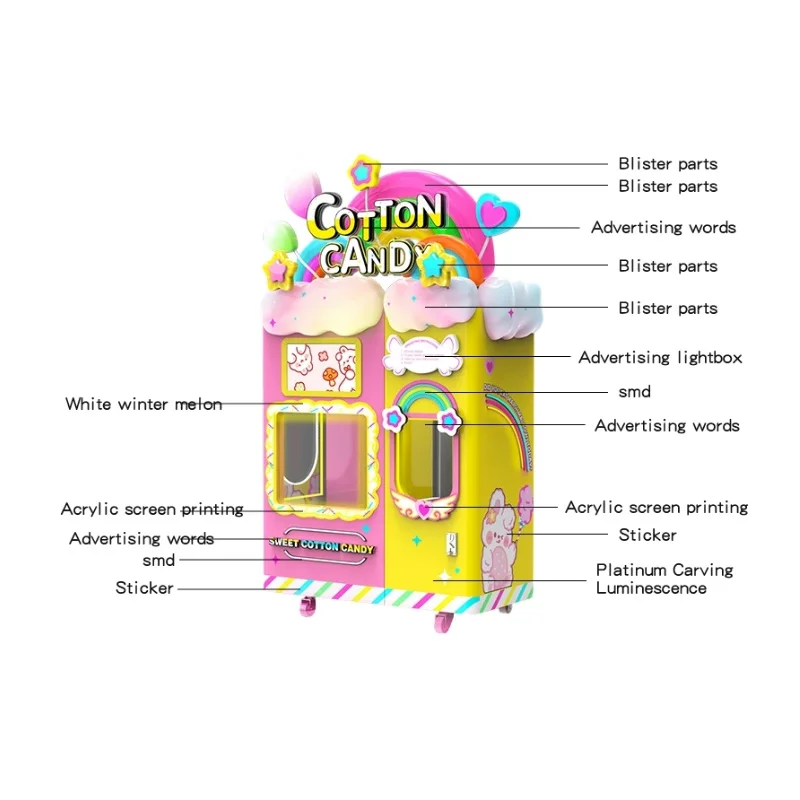 Best Sell Making Marshmallows Machines Equipment Cotton Candy Vending Machine in Shopping Malls