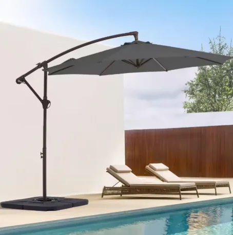 ！@Trendy Dark Gray Waterproof Curved Sunshade Umbrella Large Modern Design Beach Garden Patio Outdoor Banana Umbrella 3m